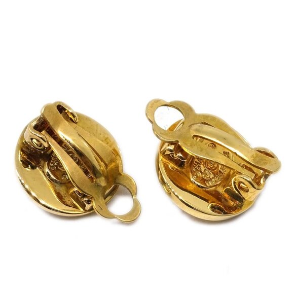 Chanel CC Turnlock Button Earrings Gold Clip-On 97A - Picture 3 of 4